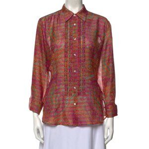 NWOT Ralph Lauren Black Label Silk Printed Button-Up Top size 12